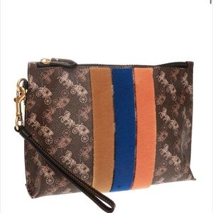 NWT Coach Charlie Pouch With
Horse And Carriage Print And
Varsity Stripe 88500
